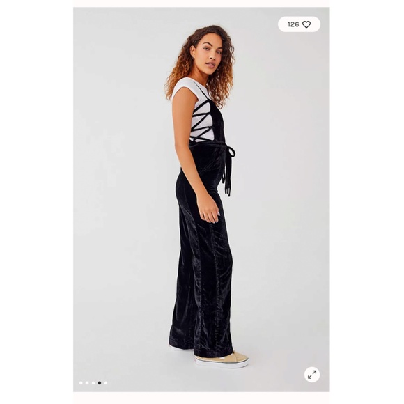 NWT Free People Black Velvet Overalls - Picture 5 of 5